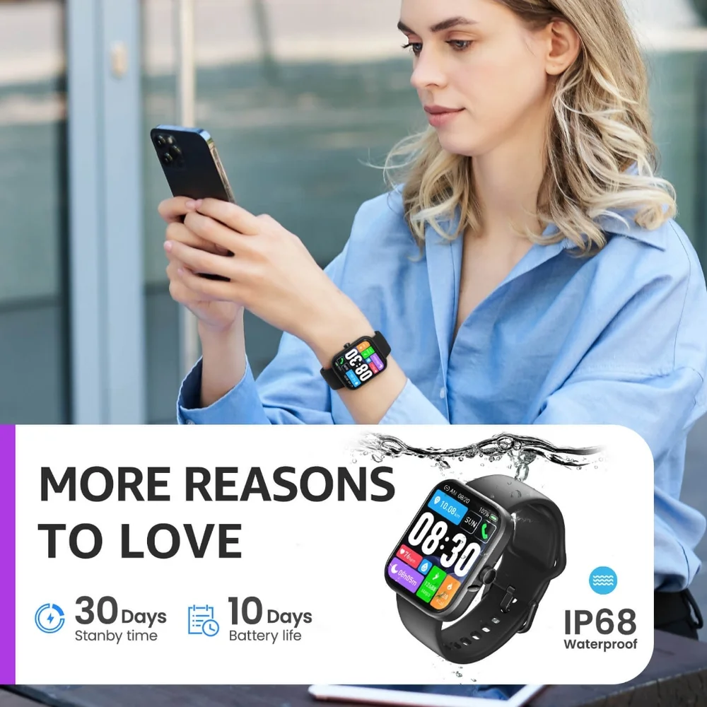 TOZO S3 Ultimate Smart Watch, HD Touchscreen, Health Monitoring, Waterproof